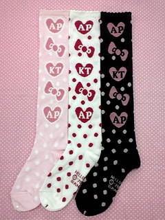 Hello Kitty Ribbon Knee-High Socks by Angelic Pretty