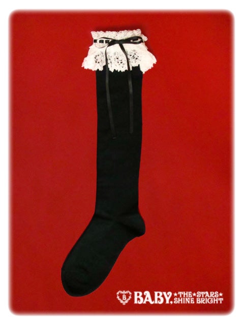Beading Ribbon Lace Knee High Socks (137☆812) by Baby, the Stars