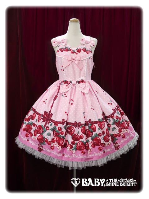 BABY THE STARS いちごみるくなStrawberrydays JSK Sweet Cream Strawberry Days Tutu JSK by Baby, the Stars Shine Bright