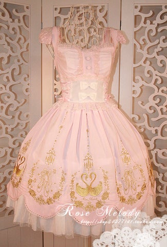 Rose Melody Swan Princess Embroidery JSK I by Chinese Indie Brand