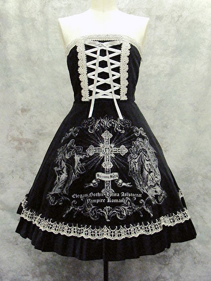 Moi-meme-Moitie ディヴァインクロスJSK 黒シルバー 9号 Divine Cross Velveteen JSK by Moi-même-Moitié