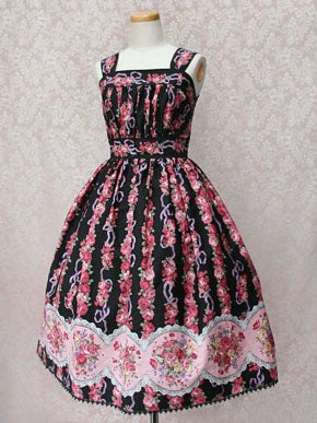 Rose Bouquet Stripe JSK by Victorian Maiden