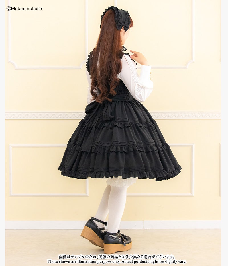 極美品  セットアップ 黒 エンボスキルティングが可愛い Pintuck Tiered JSK (Plus Size) (2023 2nd Release) by Metamorphose