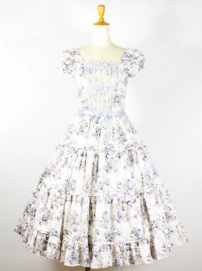 Rococo Bouquet Ribbon Tiered Long OP by Victorian Maiden