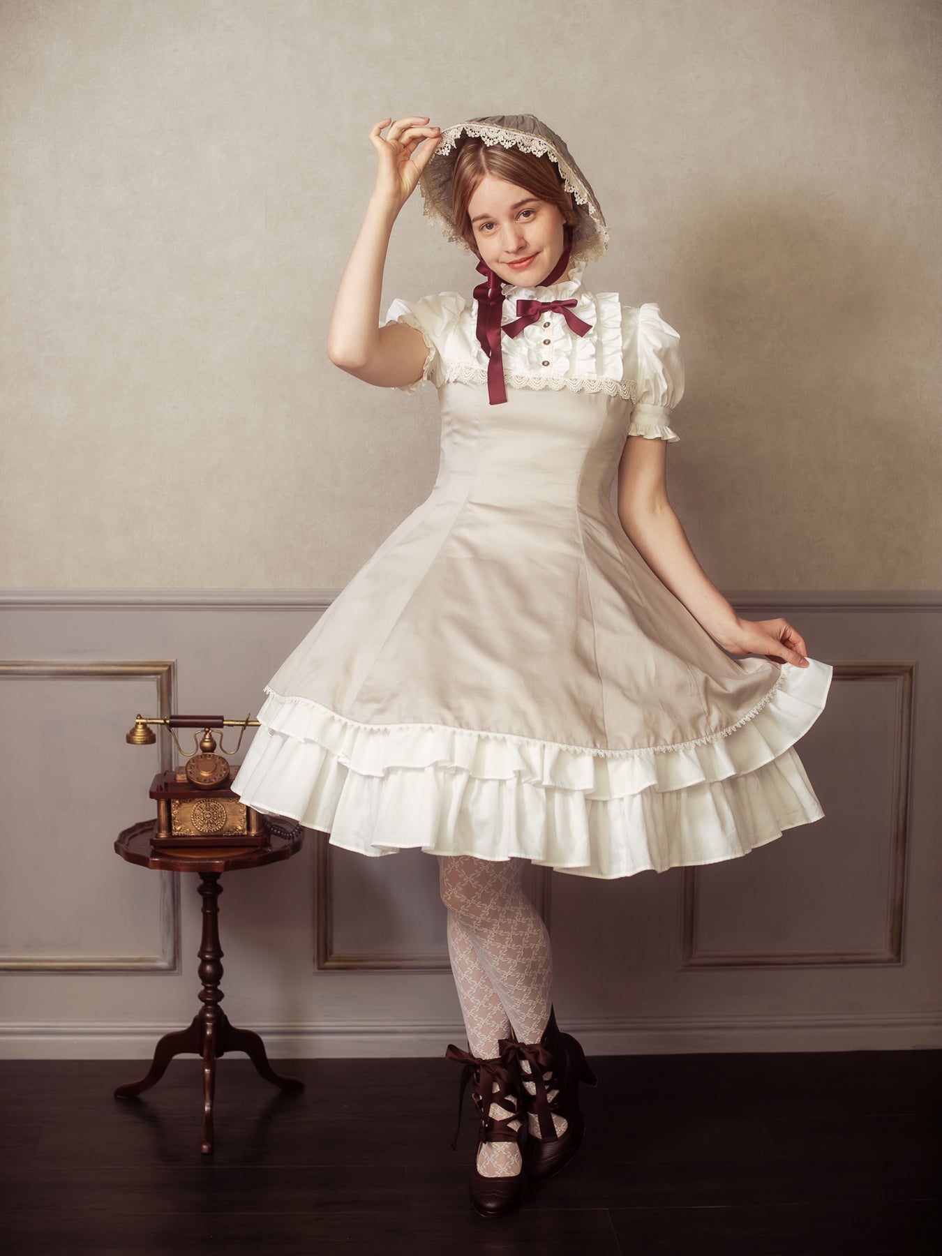 Rococo Bouquet Print Doll Hat by Victorian Maiden