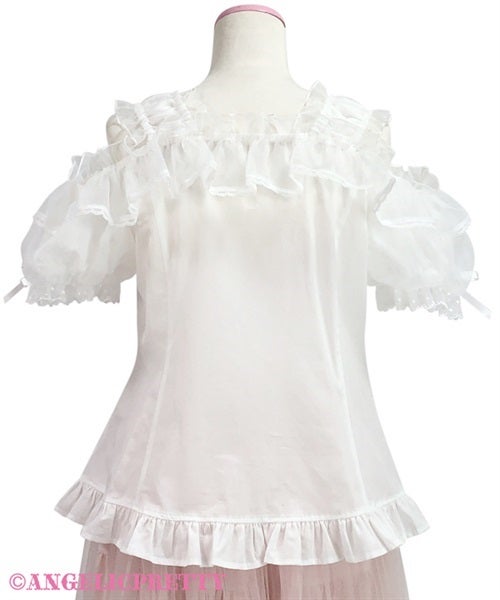 Frill See-Through Off-Shoulder Blouse by Angelic Pretty