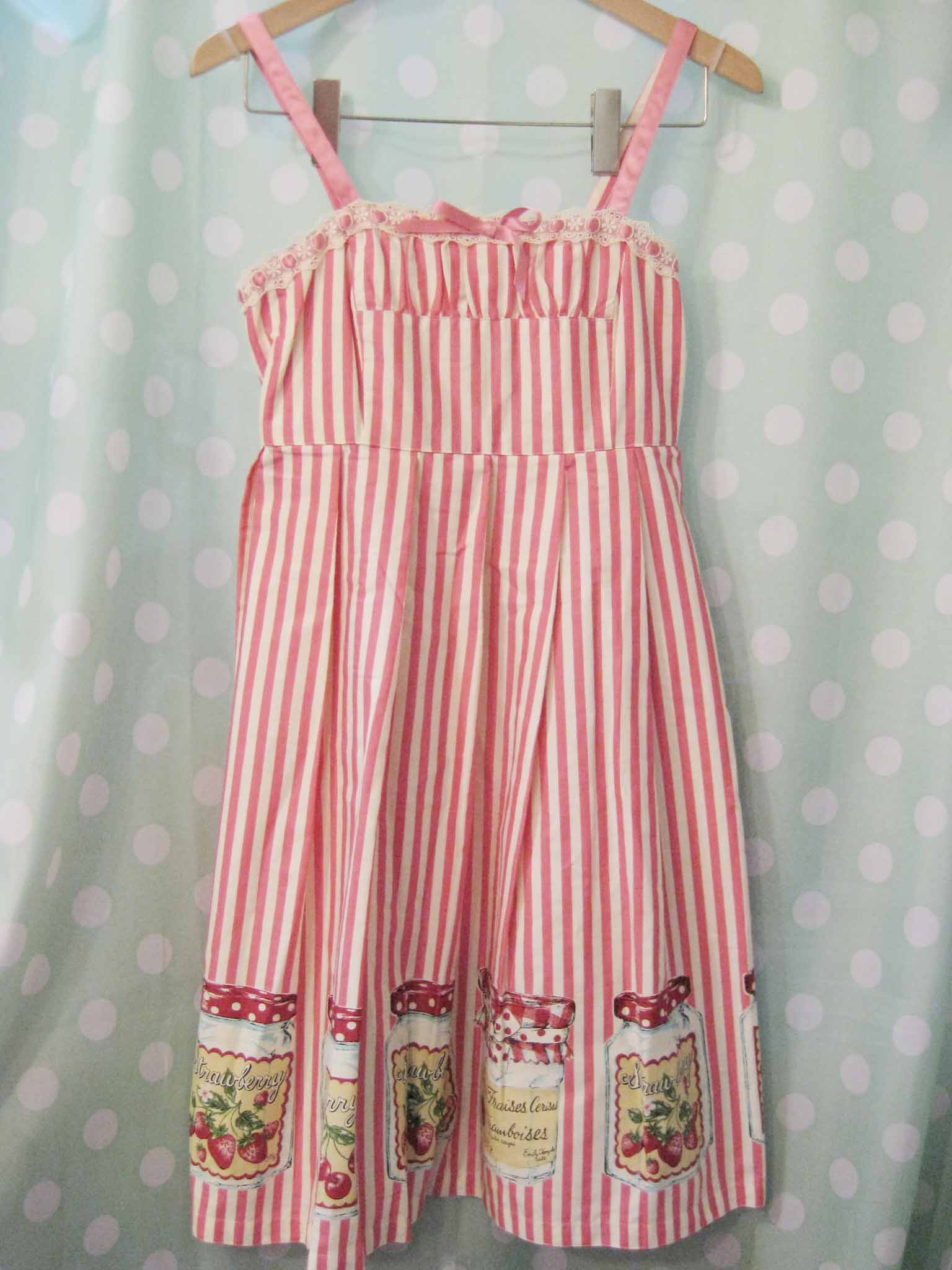 Stripe & Jam Jar Sleeveless OP by Emily Temple Cute
