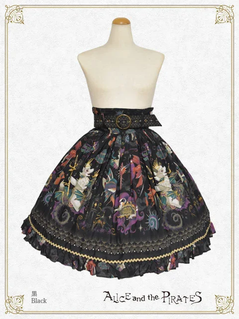 Poseidon Chris柄スカート 黒 Poseidon Chris Skirt by Alice and the Pirates