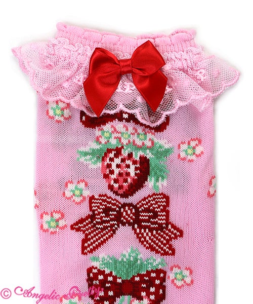 Strawberry Doll Crew Length Socks by Angelic Pretty