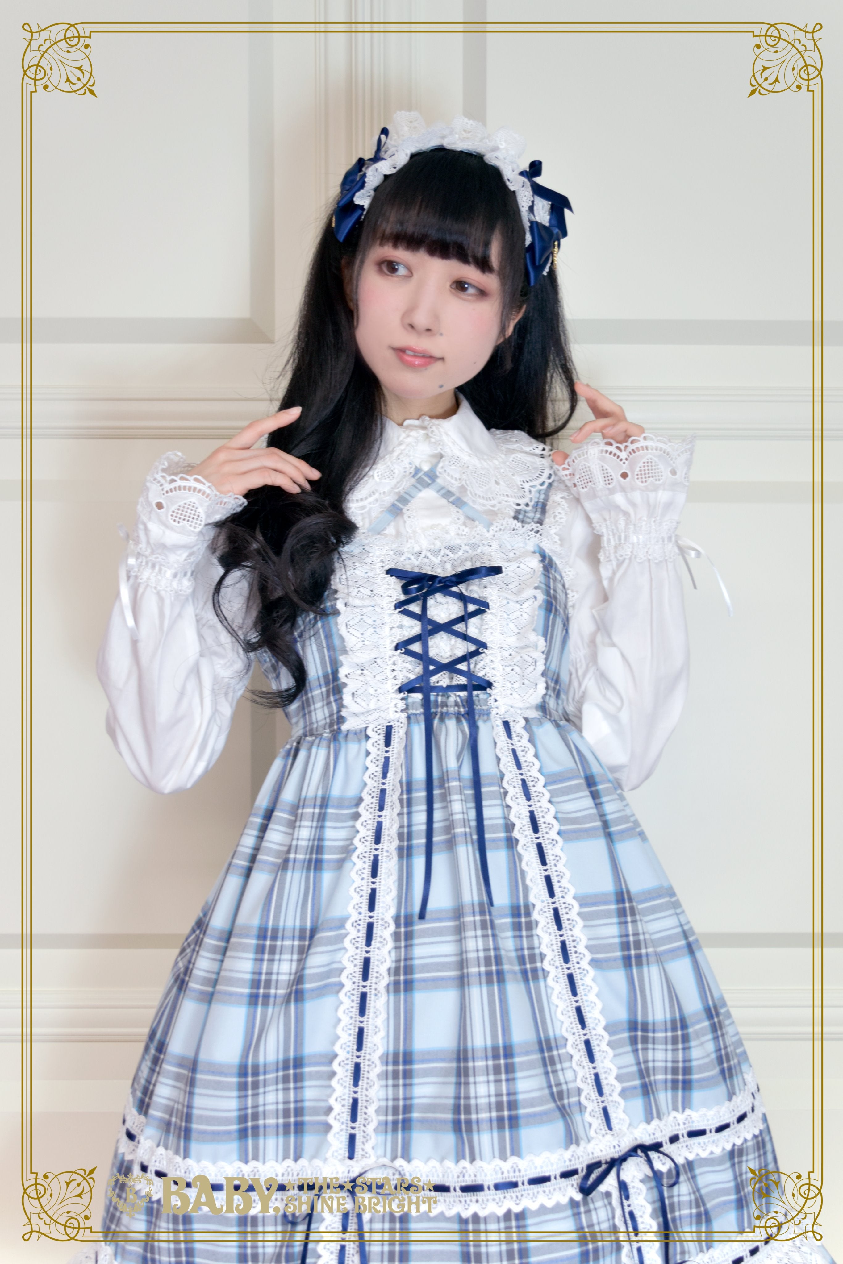 Original Tartan Check Babydoll JSK and Princess Drop Headdress by