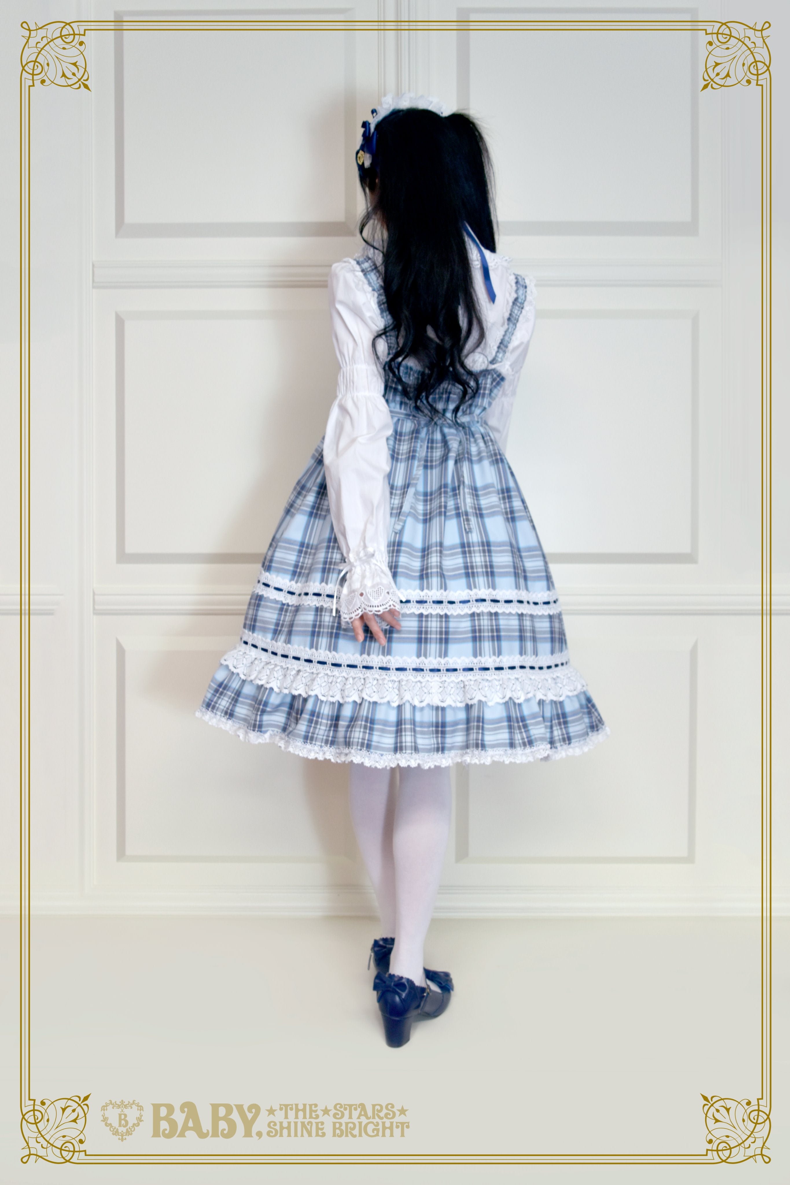 Original Tartan Check Babydoll JSK and Princess Drop Headdress by