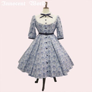 縺*様 Innocent world 英国の花園ワンピース ブルー　L British Flower Garden OP by Innocent World