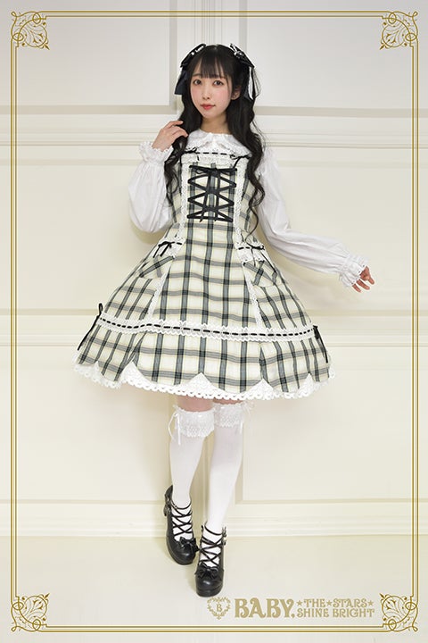 Tartan Check Hem Scallop JSK Set (2022) by Baby, the Stars Shine