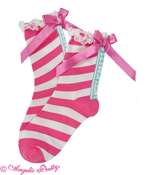 Creamy Border Crew Length Socks by Angelic Pretty