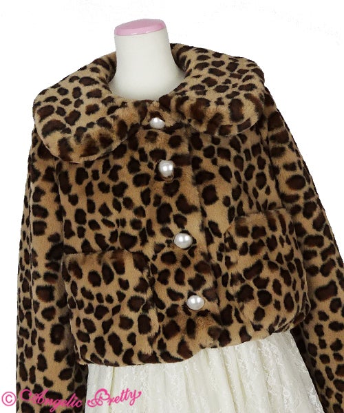 Lady Leopard Fur Short Coat by Angelic Pretty