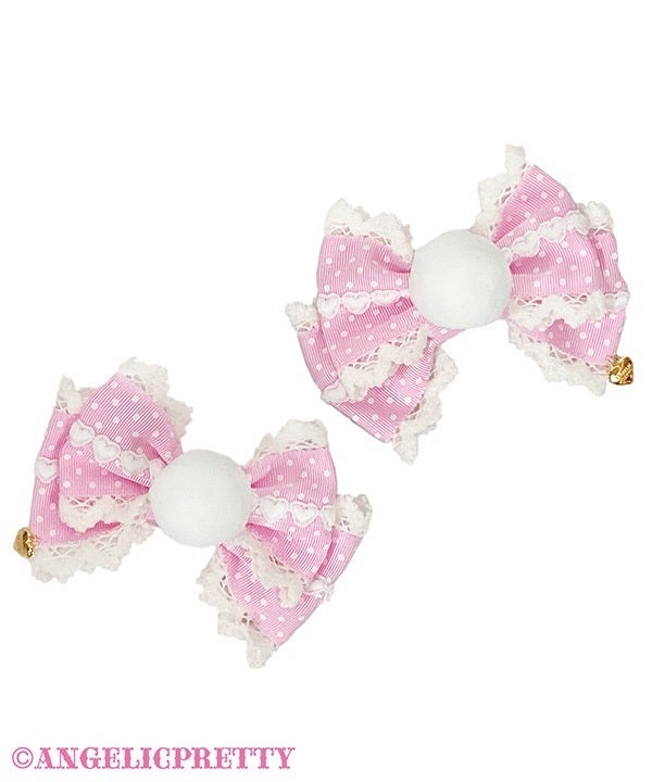 Fluffy Dot Ribbon Clip Set by Angelic Pretty