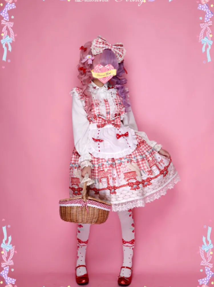 Diamond Honey ~ Bunny's Picnic Strawberries JSK by Chinese Indie Brand
