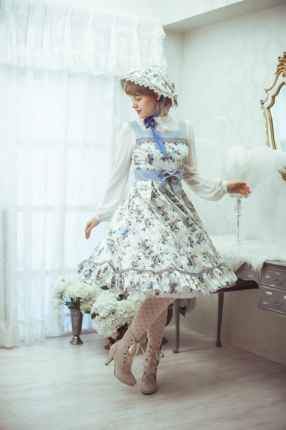 Rococo Bouquet Print Frill JSK by Victorian Maiden
