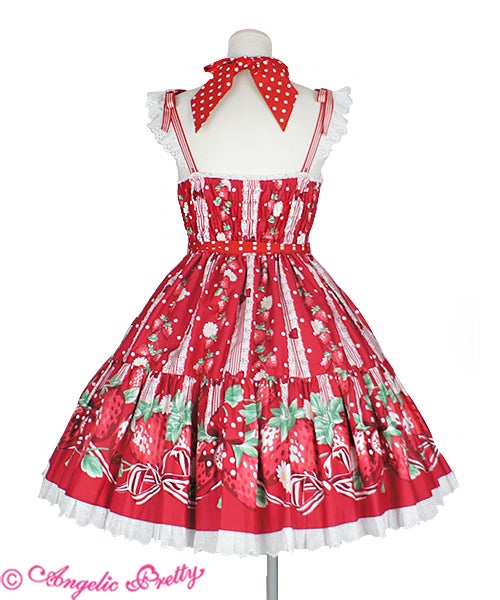 Freshly Picked Strawberries Shirring JSK (2020) by Angelic Pretty