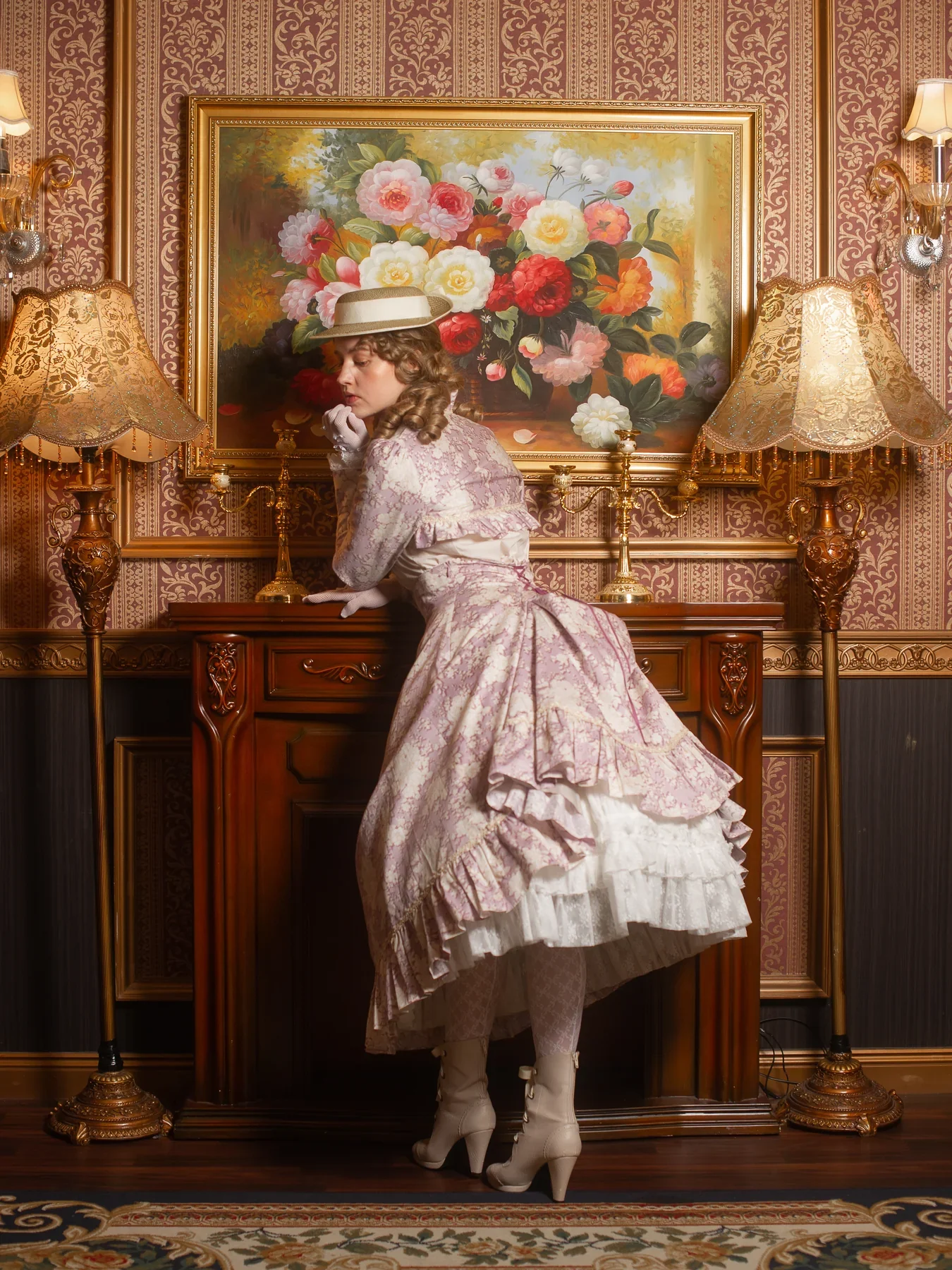Cameo Rococo Bouquet Bustle Skirt by Victorian Maiden