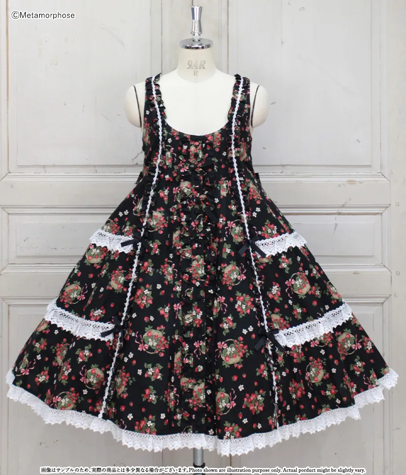 メタモルフォーゼ スカート　リボン Strawberry Basket Button Front Ribbon JSK by Metamorphose Temps de