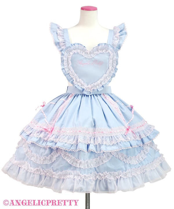 訳あり新品 Angelic Pretty Heart胸あて付きスカート Heart Bib Skirt (Plain) (2023) by Angelic Pretty