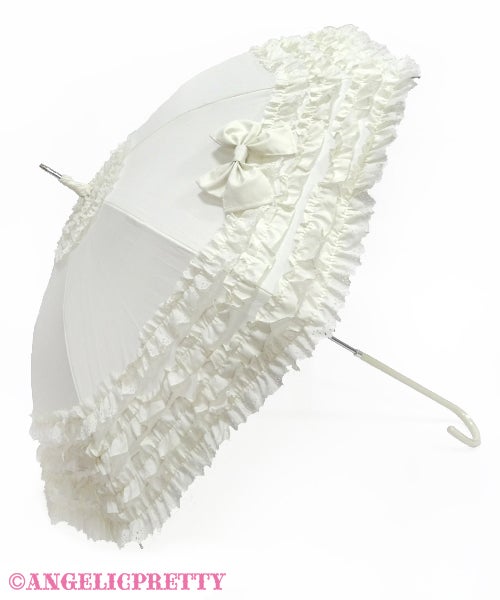 Angelic Pretty フリルミルフィーユアンブレラ　白 Frill Millefeuille Umbrella (2020) by Angelic Pretty