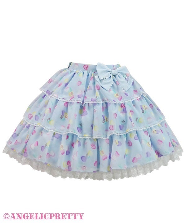 MTO] Sugar Hearts Tiered Skirt by Angelic Pretty
