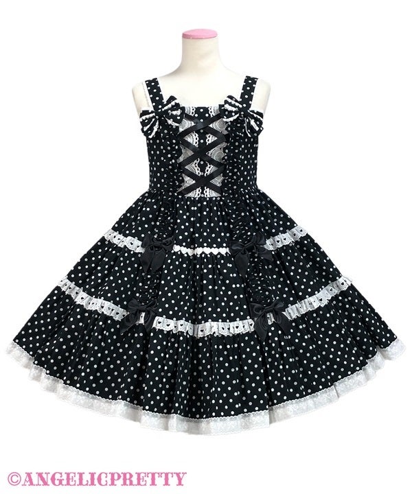Shoulder Ribbon JSK (Polka Dot) (2025) by Angelic Pretty