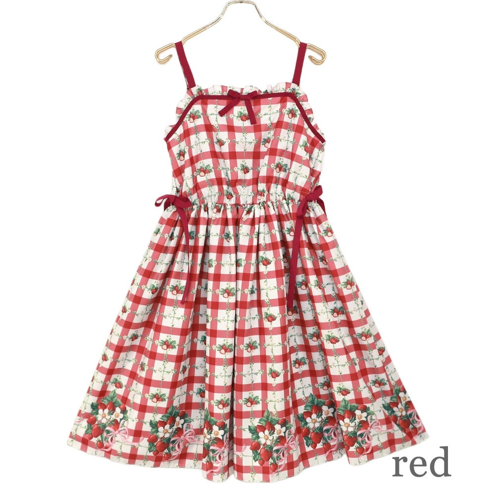 Strawberry Check Camisole JSK by Emily Temple Cute