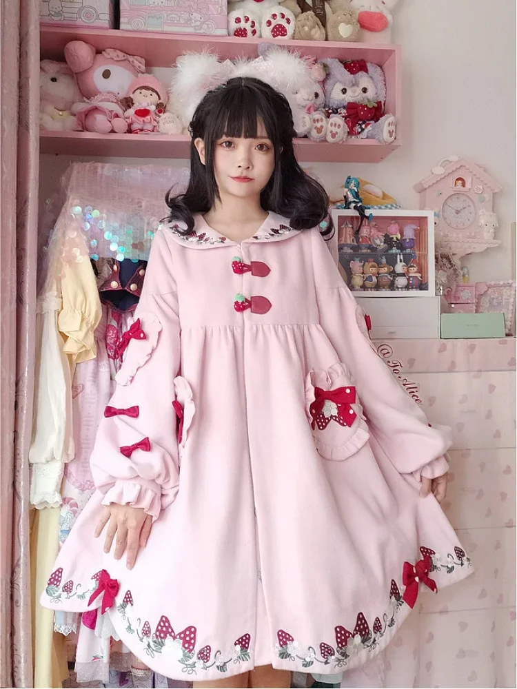 To Alice ~ Teddy Bear Strawberry Coat by Chinese Indie Brand