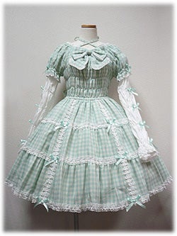 Waffle Gingham Shirring Princess OP by Angelic Pretty