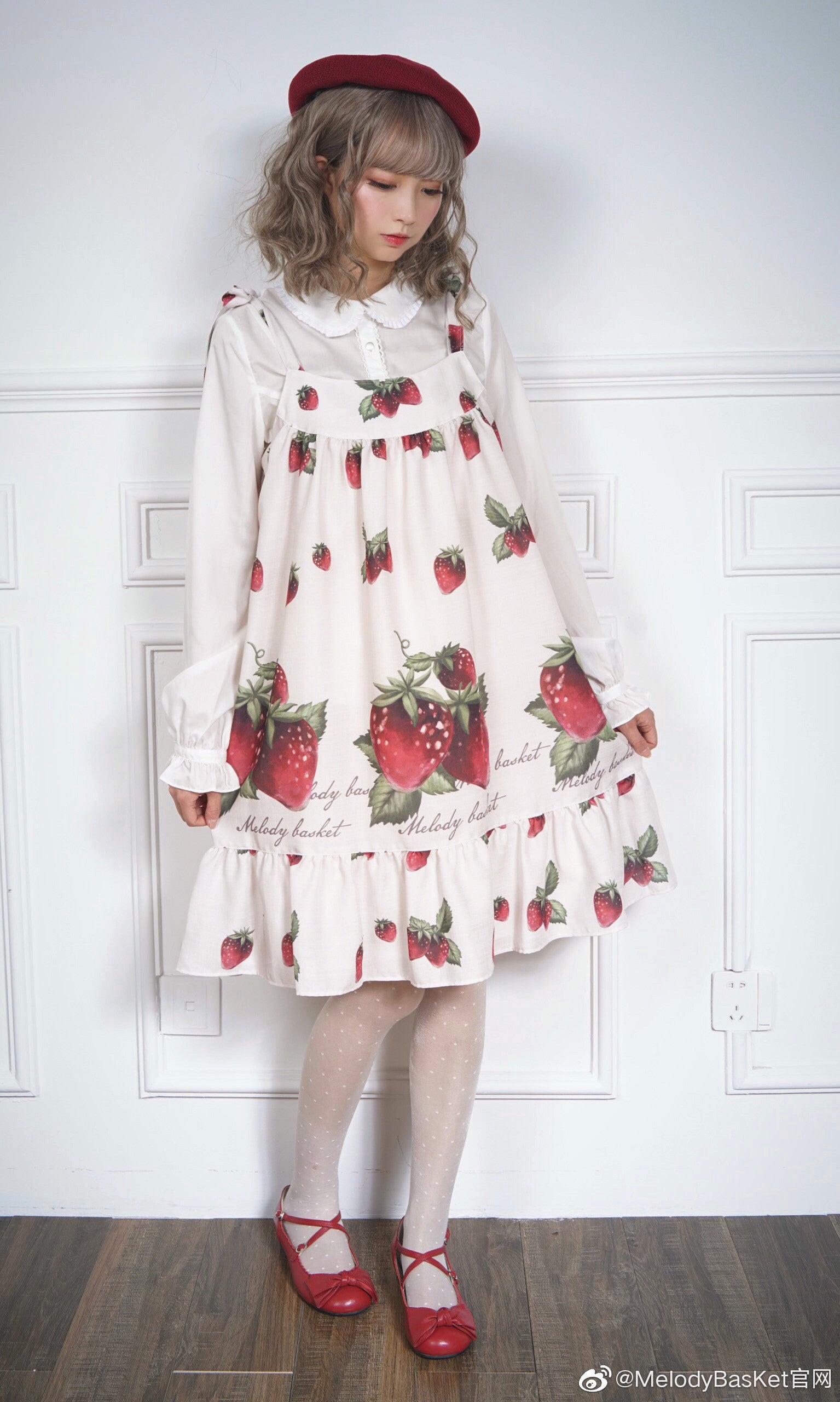 Natural Strawberry Ribbon JSK by Melody BasKet
