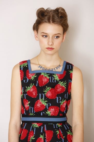 Strawberry Meets Logo Back Frill JSK by Jane Marple