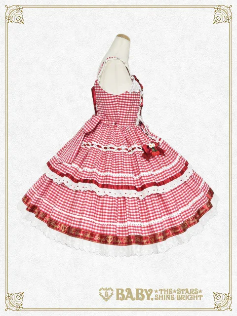 Swinging Strawberry's Happy Berry Present Gingham JSK by Baby, the