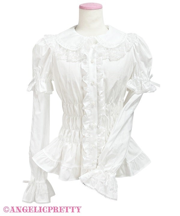 Angelic Pretty ハニーシャーリング付け袖ブラウス 白 シロ Honey Shirring Sleeve Blouse (2025) by Angelic Pretty
