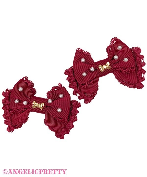 Dolce Pearl Ribbon Clip Set (2024) by Angelic Pretty