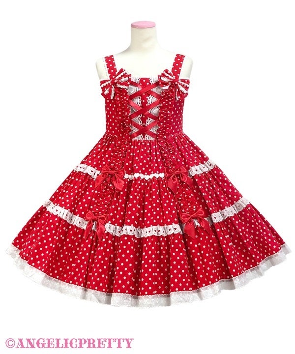Shoulder Ribbon JSK (Polka Dot) (2025) by Angelic Pretty