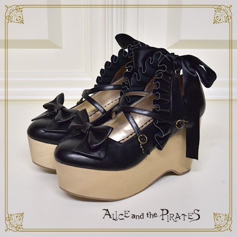 Ribbon Frill Wooden Sole Shoes by Alice and the Pirates