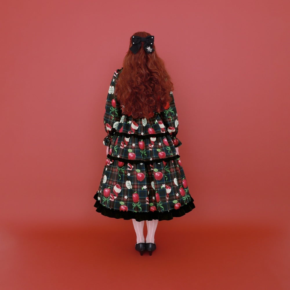 Tartan Ribbon Apple Long OP by Emily Temple Cute