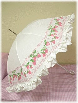 初期 レア angelicpretty AP いちごプリントアンブレラ ピンク Strawberry Print Umbrella (2007) by Angelic Pretty