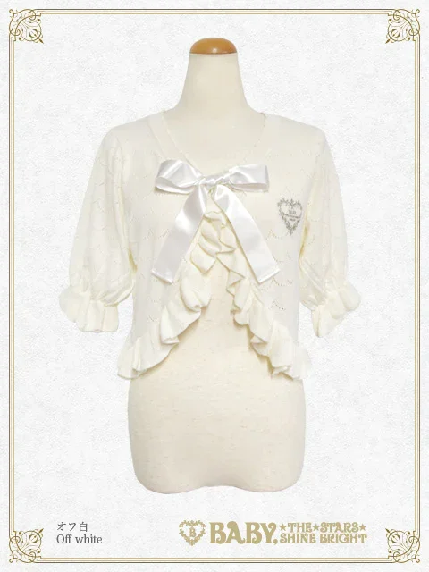 ハ－ト透かしあみボレロ 白 BABY,THE STARS SHINE Scalloped Half Sleeve Bolero by Baby, the Stars Shine Bright