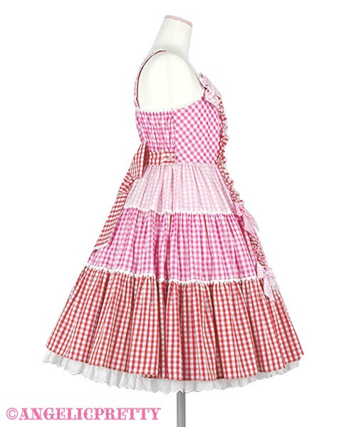 Angelic Pretty ギンガム配色肩リボン JSK＋KC Gingham Color Scheme Shoulder Ribbon JSK (2021 2nd Release) by