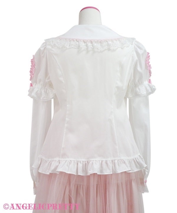 Frill Heart Detachable Sleeves Blouse (2024) by Angelic Pretty