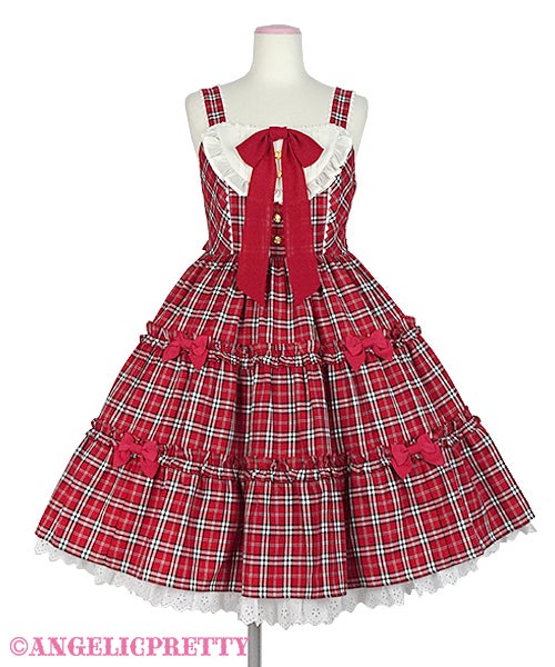 cute candy check 赤 レッド JSK チェック リボン プリティ Cute Candy Check JSK by Angelic Pretty