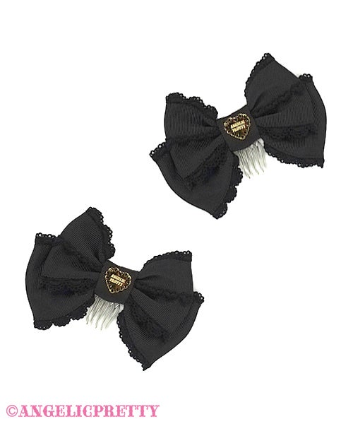 Lace Heart Charm Ribbon Comb Set by Angelic Pretty