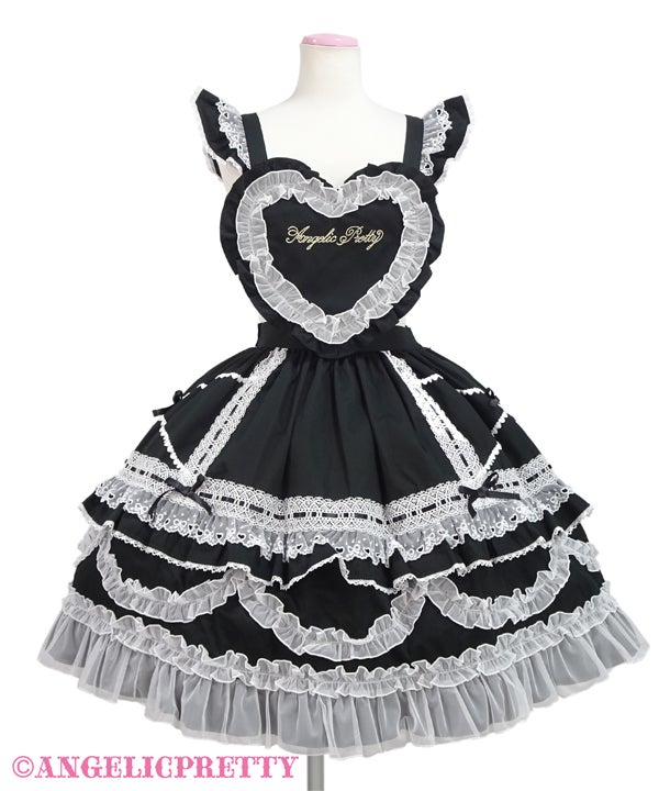 Heart Bib Skirt (Plain) (2022) by Angelic Pretty