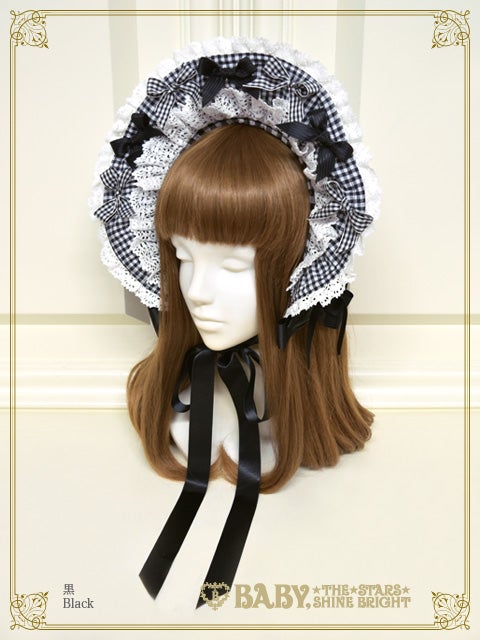 ドールボンネット ボルドー Sweet Gingham Doll Bonnet by Baby, the