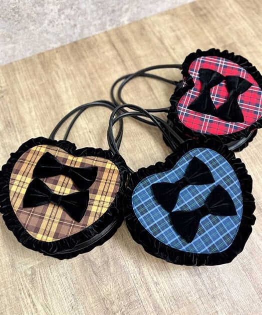 Kawaii ~ Tartan Check Heart Bag by Axes Femme