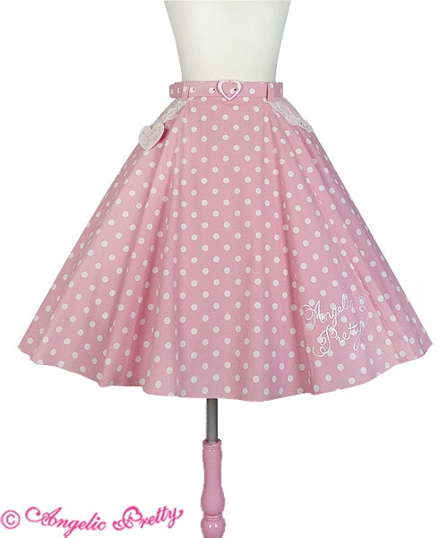 angelic pretty Milkshakeサーキュラースカート ピンク Milkshake Dot Circular Skirt by Angelic Pretty